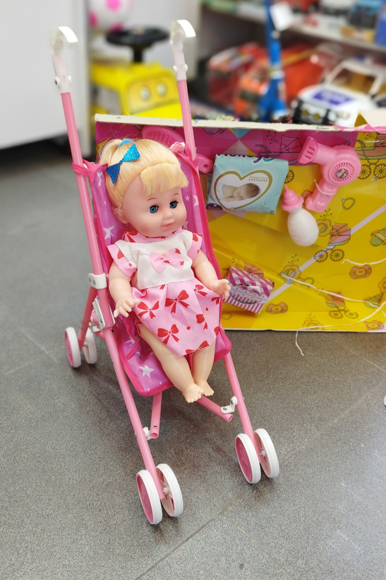 عروسک بیبی بورن همراه با کالسکه برند APT TOYS